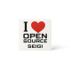 Naklejka "I Love Open Source" 8×8 cm - matowa